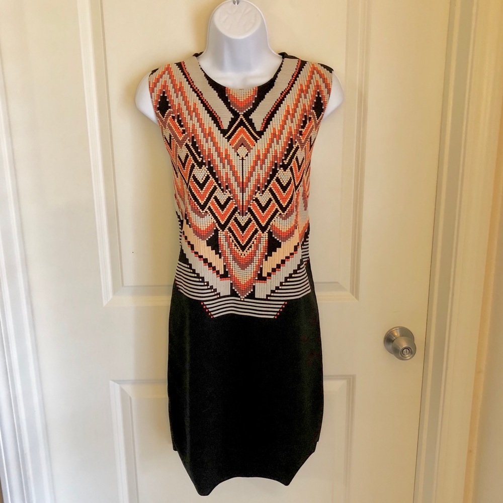 NWT Zara Black Shift w/ Tribal Embossed Front